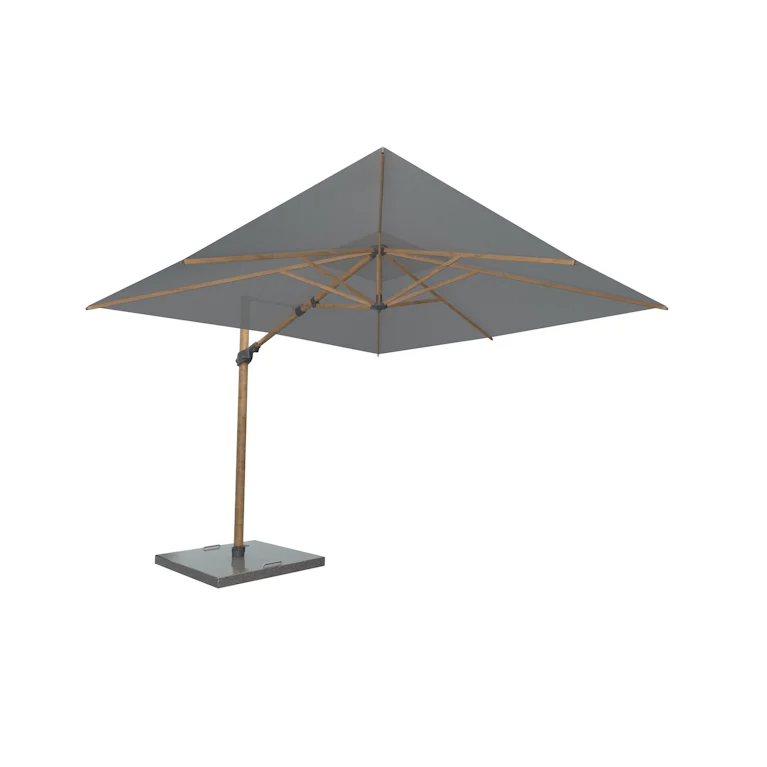 4SO Siesta premium zweefparasol 3x3 wood look characoal
