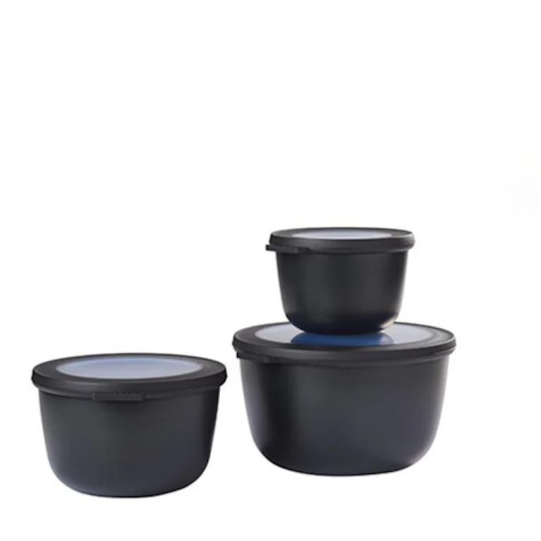 Set van 3 Mepal multikommen rond Cirqula nordic black 500 ml + 1000 ml + 2000 ml
