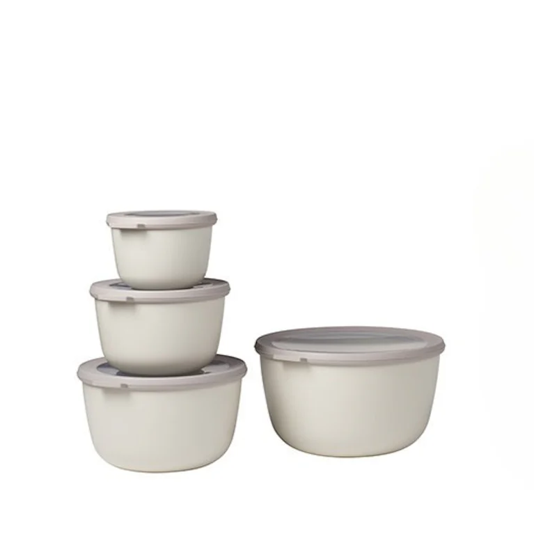 Set van 4 Mepal multikommen rond Cirqula nordic white 500 ml + 1000 ml + 2000 ml + 3000 ml