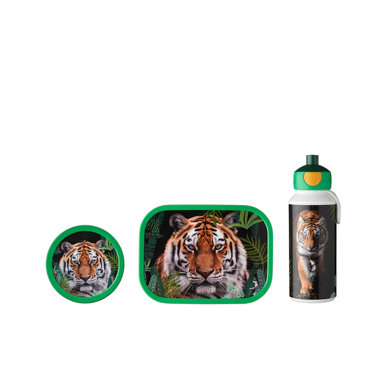 3-delige Mepal lunchset campus wild tiger lunchbox + fruitbox + drinkfles pop-up