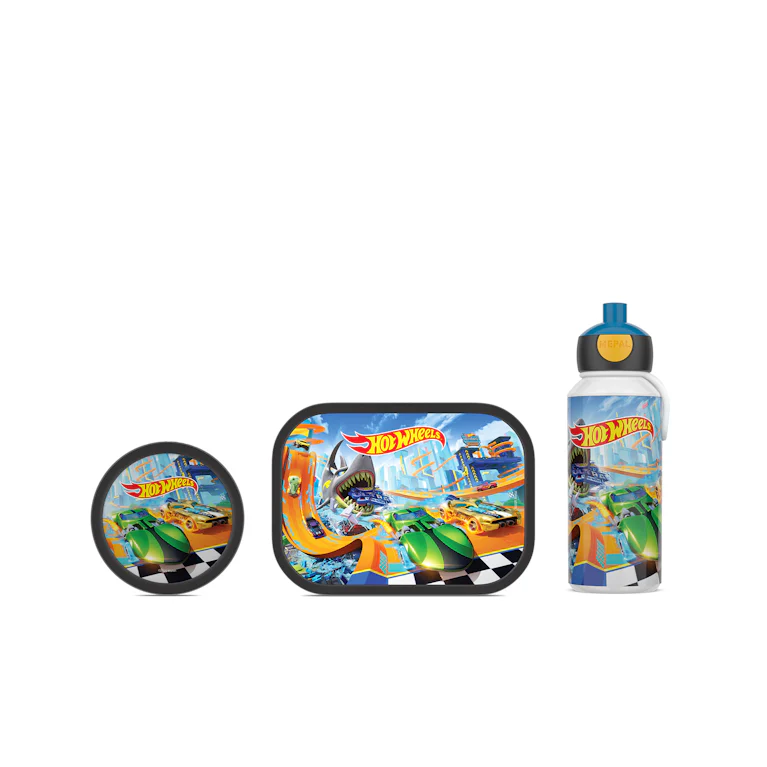 3-delige Mepal lunchset campus Hot Wheels lunchbox + fruitbox + drinkfles pop-up