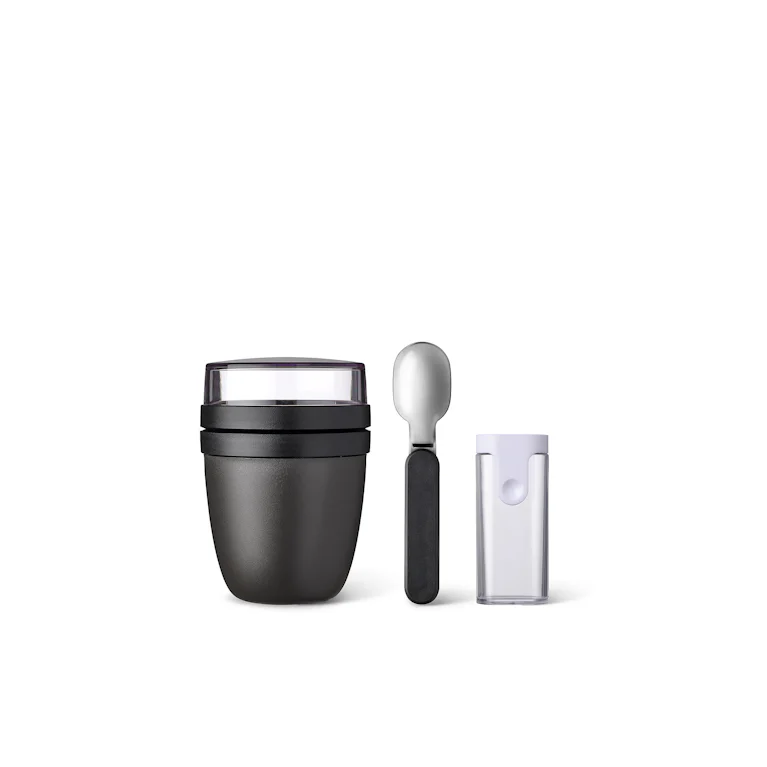 2-delige Mepal lunchset ellipse nordic black lunchpot + vouwlepel
