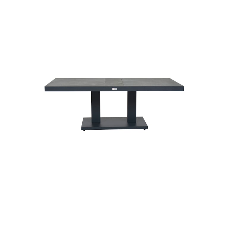 Qopps Gooks Up down tuintafel 140 x 85 royal Grey mat met Antraciet blad