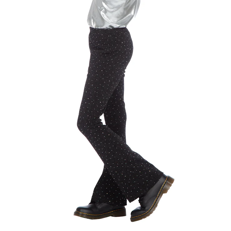 Party glitter broek zwart flared kind