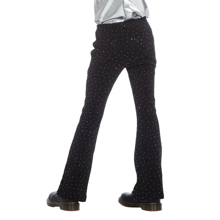 Party glitter broek zwart flared kind