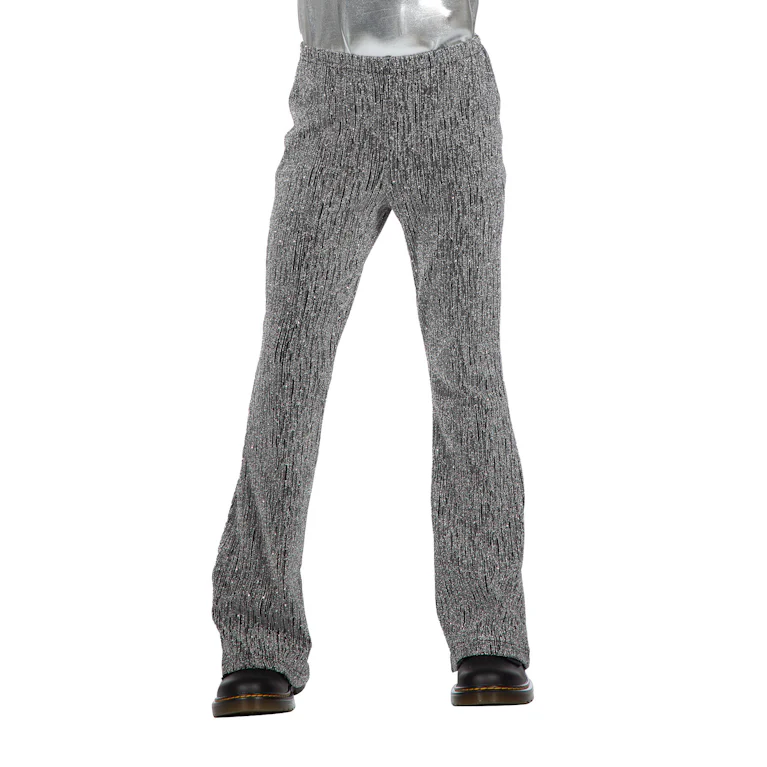 Party glitter broek zilver flared kind