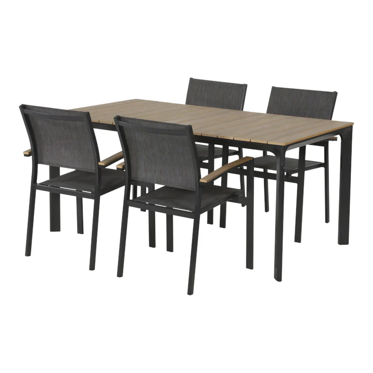 Arezzo tuinset 4 stapelbare tuinstoel arezzo met tuintafel arezzo 160 x 90 cm
