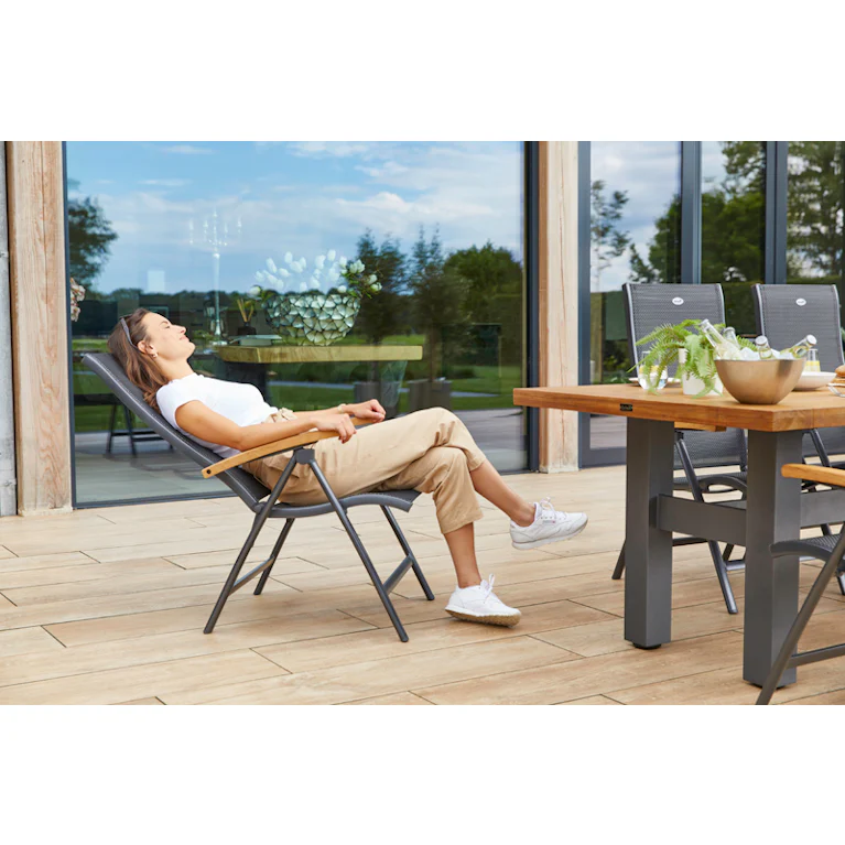 Hartman Napoli verstelbare tuinstoel teak armleggers antraciet