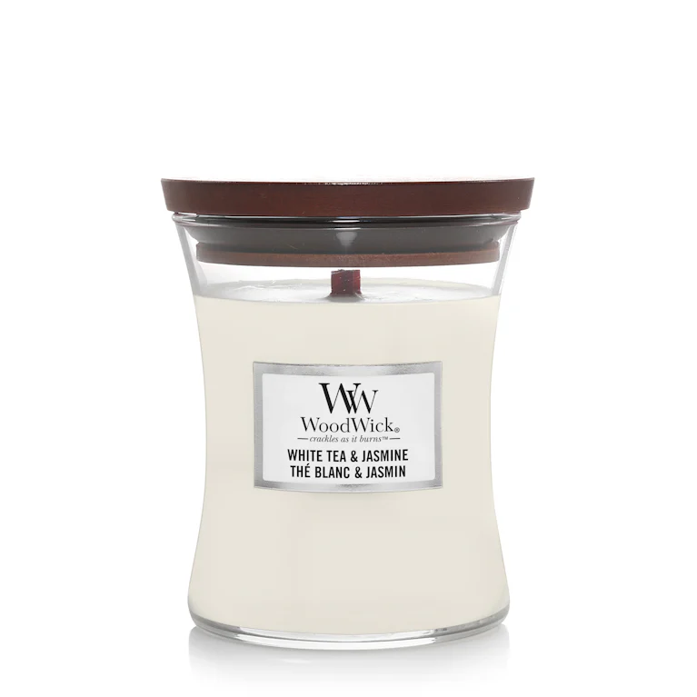 WoodWick white tea & jasmine medium candle