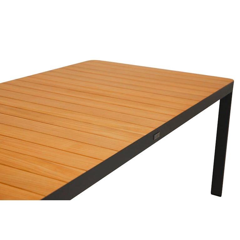Qopps Mikos tuintafel 220 x100 cm teak blad frame antraciet