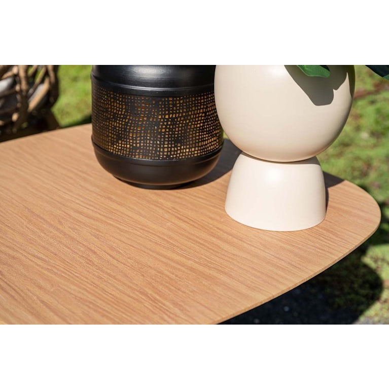 Leon bijzettafel - 50 x 50 cm - carbon black - light teak look