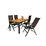 Qopps Mikos tuintafel 160 met 4 Kettler Altura verstelbare tuinstoel met teak armlegger