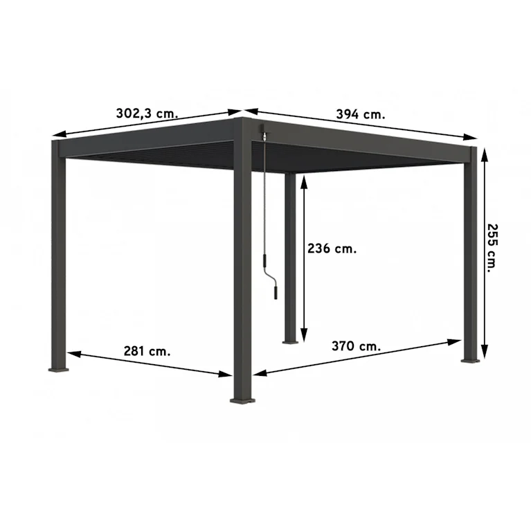 Novus lamellen overkapping 3 x 4 mtr antraciet