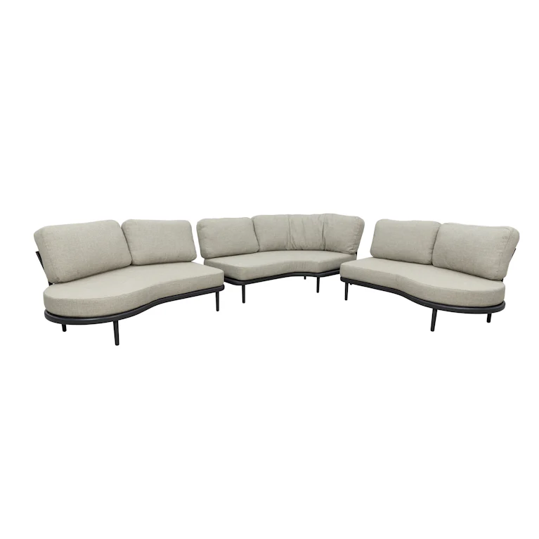 Qopps Giany hoek loungeset xL organisch royal grey met greige kussens