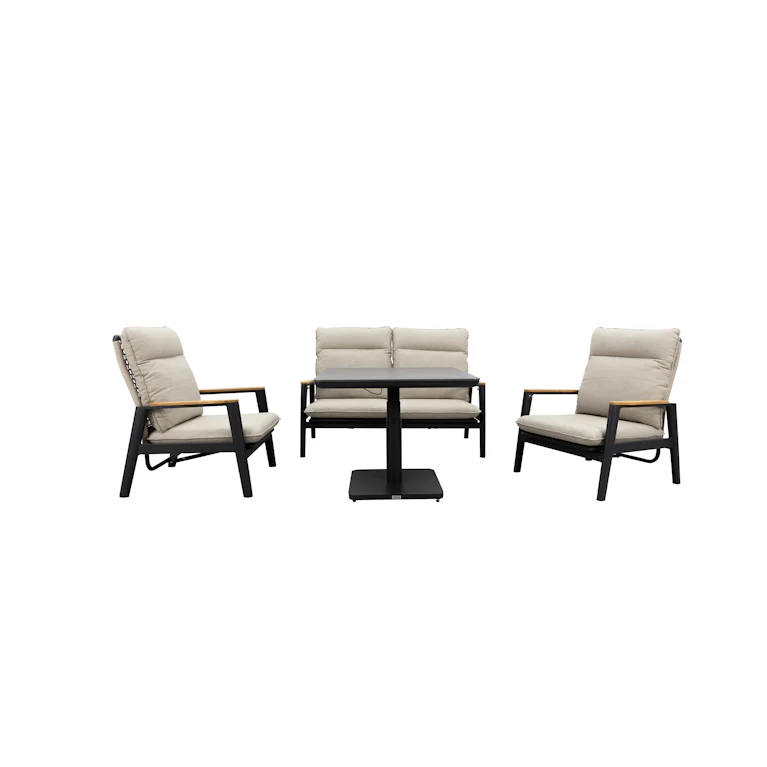 Qopps Indra 2-zits met 2 loungestoelen en Ramin up down tafel