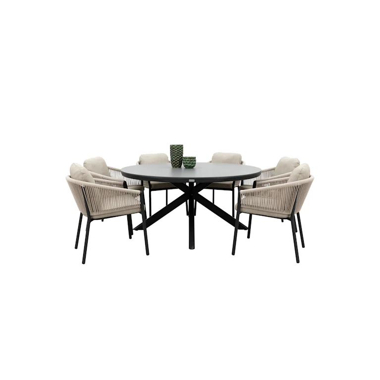 Qopps Ziggy tuintafel met 6 Felan dining tuinstoelen