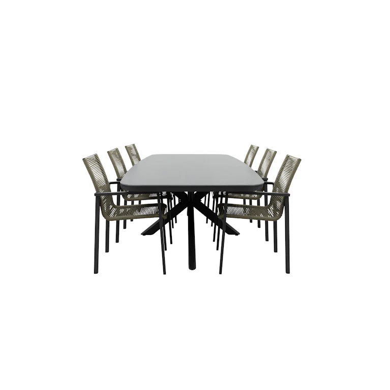 Qopps Vakio tuintafel met 6 Stilo stapelbare tuinstoel