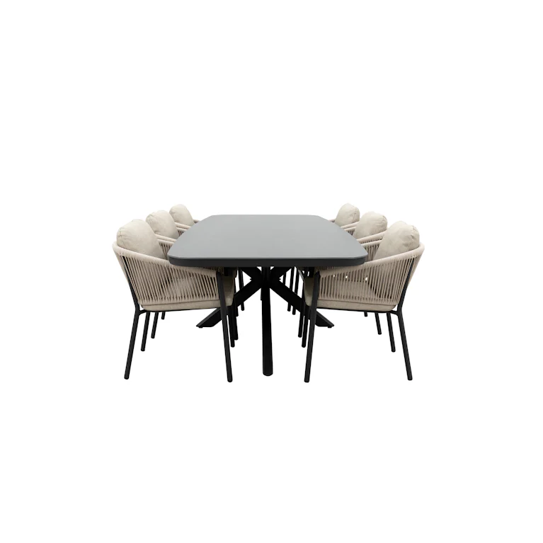 Qopps Vakio tuintafel met 6 Felan tuinstoel