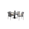 Qopps Javie up down tuintafel met 4 Indra stapelbare tuinstoel antraciet