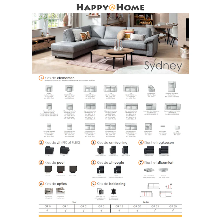 Happy@home Sydney 1,5-zits loveseat flex