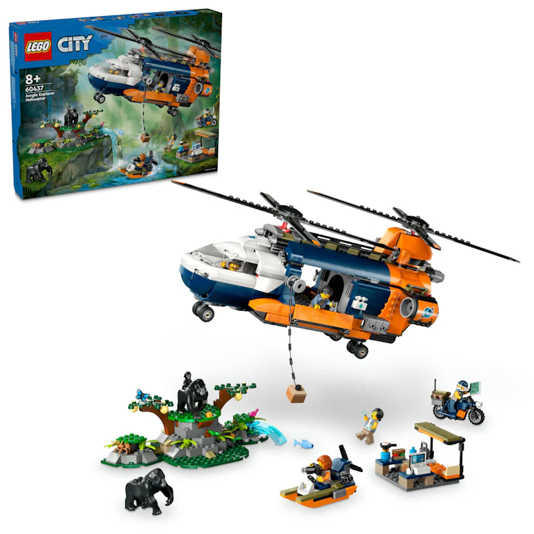 LEGO® City 60437 Jungleonderzoekers: helikopter bij de basis