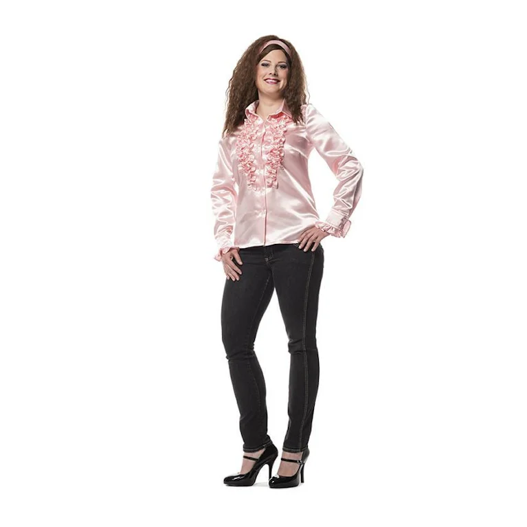 Dames Ruche Blouse Baby Rose