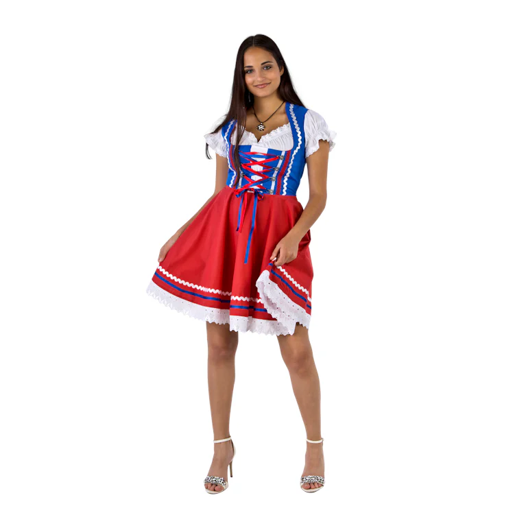 Mini dirndl blauw rood