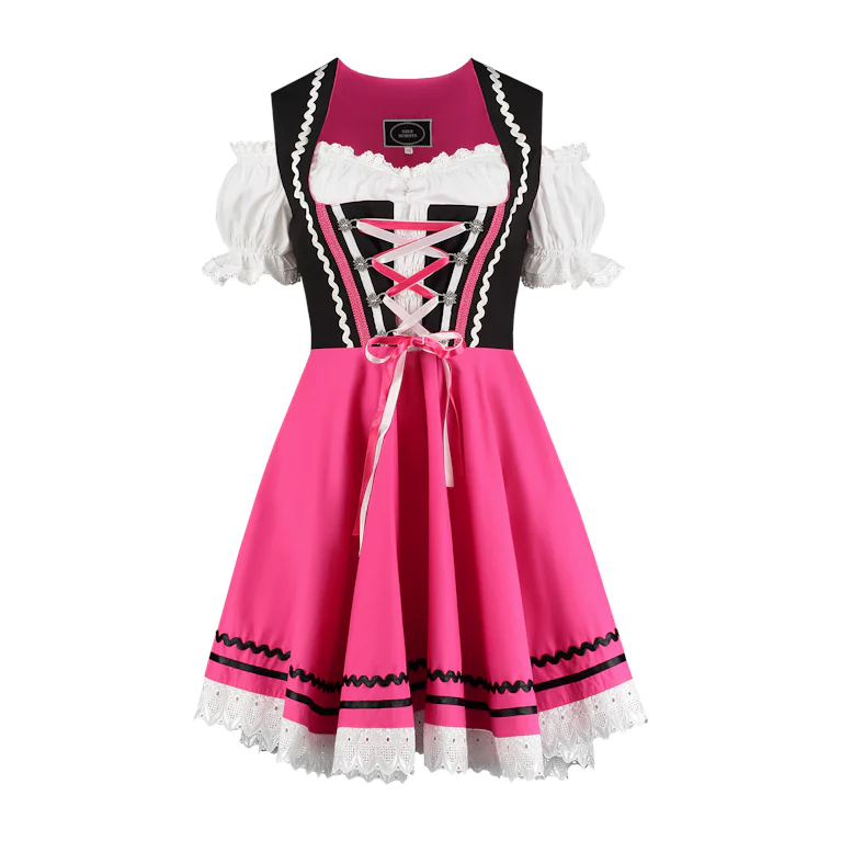 Mini dirndl zwart roze