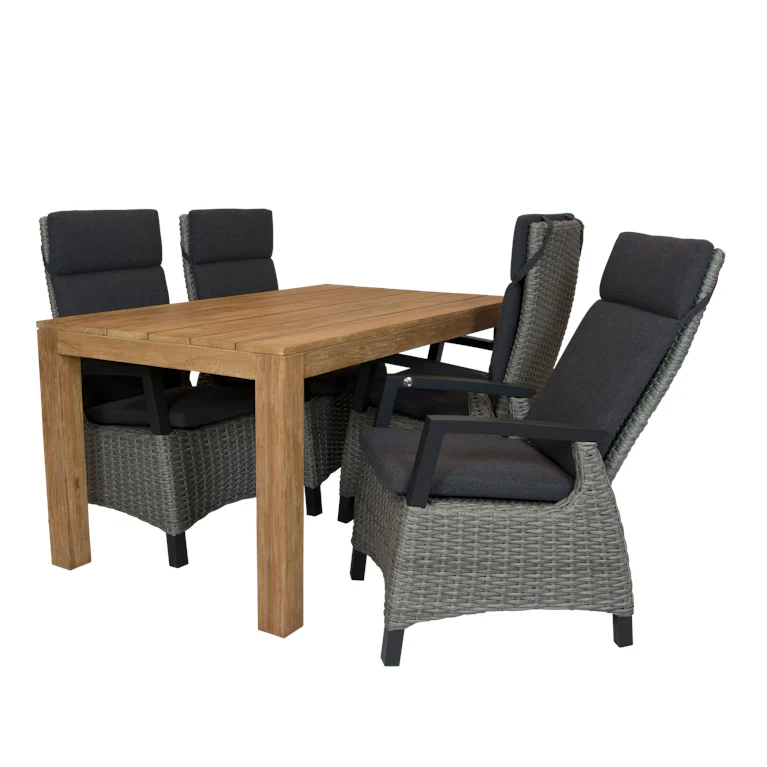 Alberto teak tafel 160 met Qopps Orlon verstelbare tuinstoel