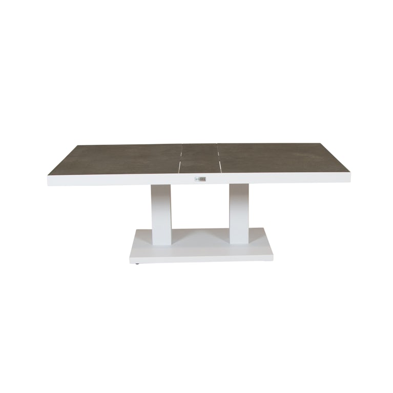 Qopps Gazoo up down tafeltafel 140 x 85 mat wit frame ceramisch antraciet blad OP=OP