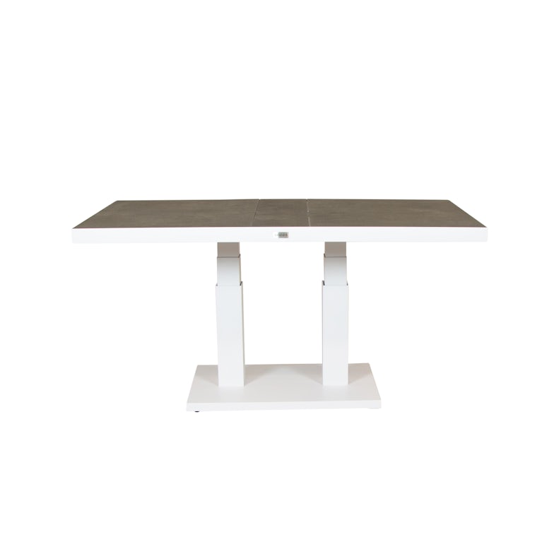 Qopps Gazoo up down tafeltafel 140 x 85 mat wit frame ceramisch antraciet blad OP=OP