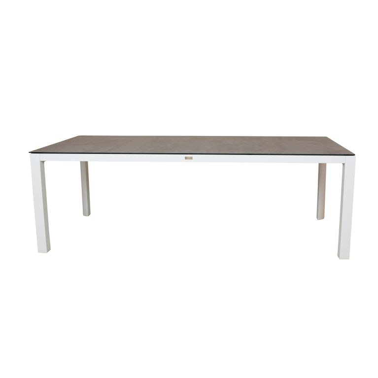 Qopps Cibba tuintafel 220 x 100 Mat wit frame porselein top