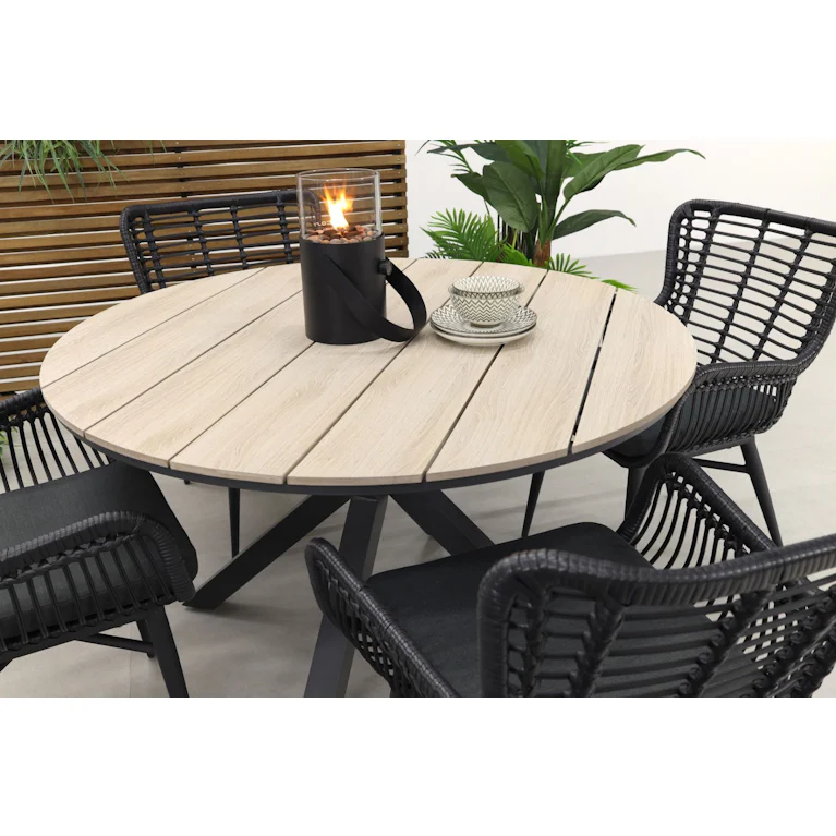 Edison tuintafel met 4 Jasmine dining tuinstoel