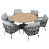 4SO Calpi low dining tuinstoel met 6 Saba low dining teak tuintafel
